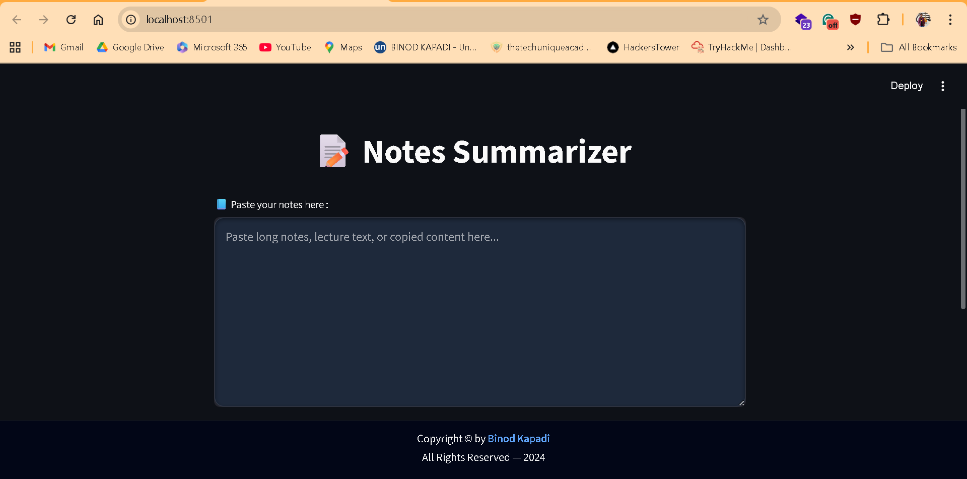 Notes_summarizer screenshot 1