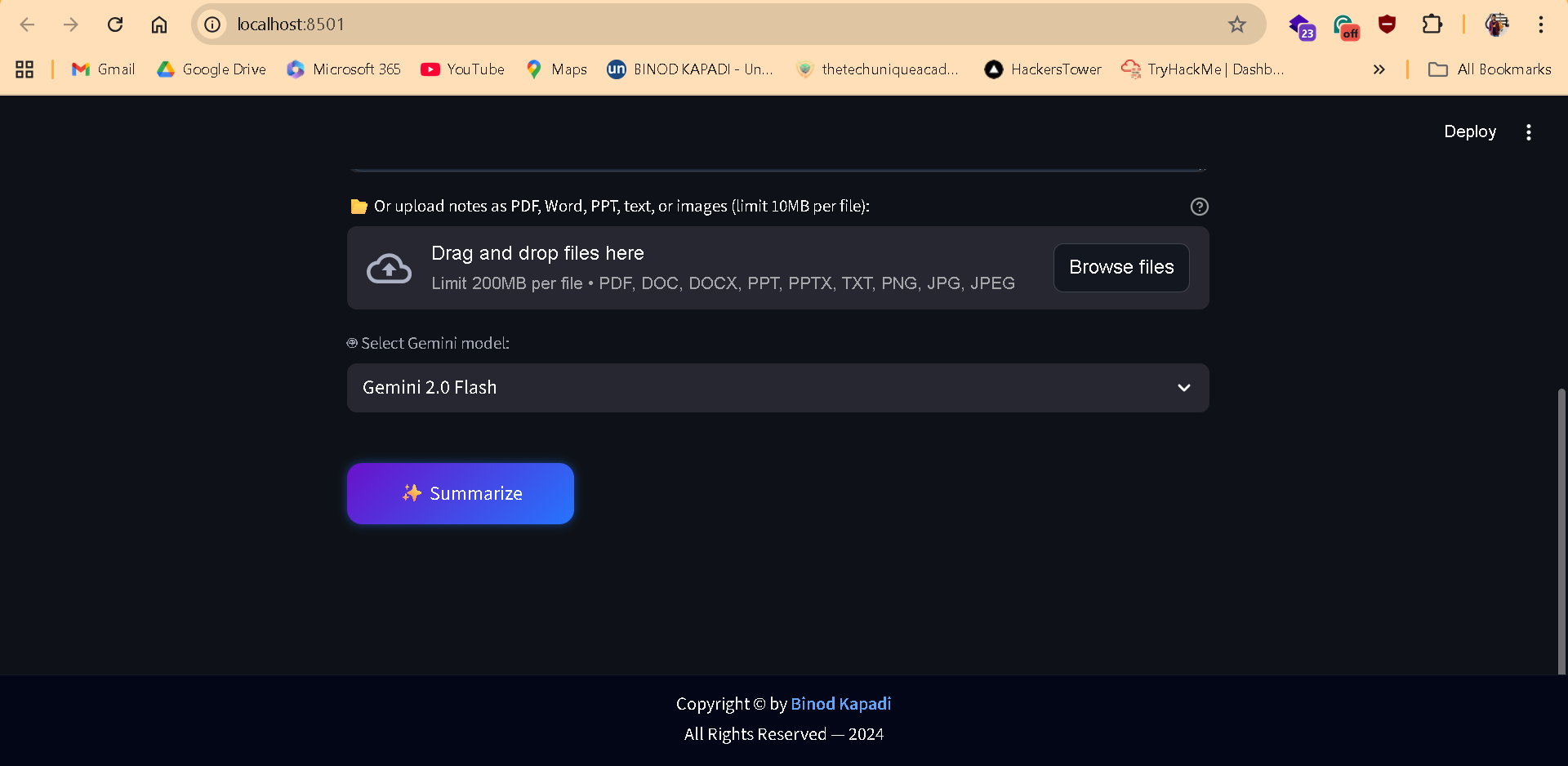 Notes_summarizer screenshot 2