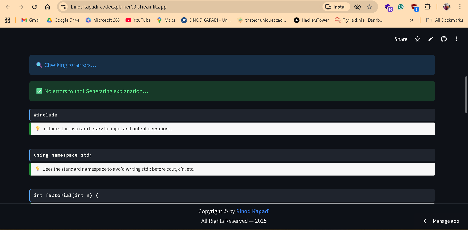 Codeexplainer screenshot 9